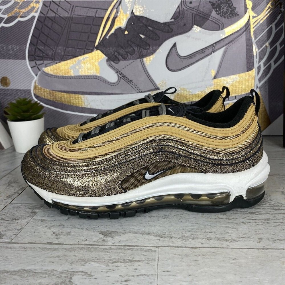 Nike Air Max 97 Metallic Golden Gals Shoes DO5881-700 Womens Size 7.5 Sneakers
